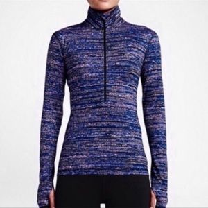 Nike Blue Purple Marled Half-Zip Performance Pullover